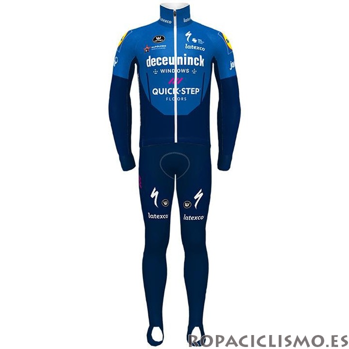 2021 Maillot Deceuninck Quick step Tirantes Mangas Largas Azul